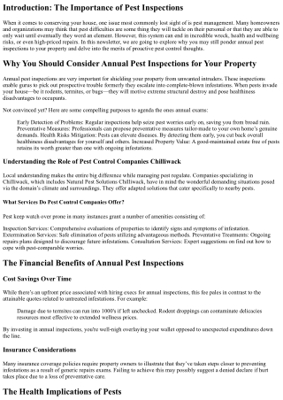 “Why You Should Consider Annual Pest Inspections for Your Property”