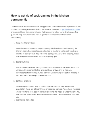 how to get rid of cockroaches in kitchen permanently