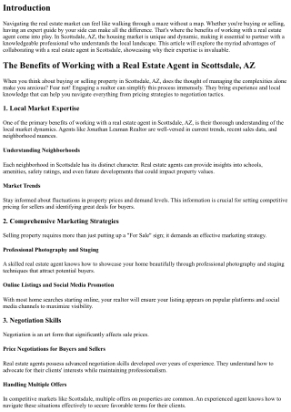 The Benefits of Working with a Real Estate Agent in Scottsdale, AZ