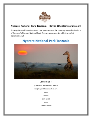 Nyerere National Park Tanzania  Beyondtheplainssafaris.com