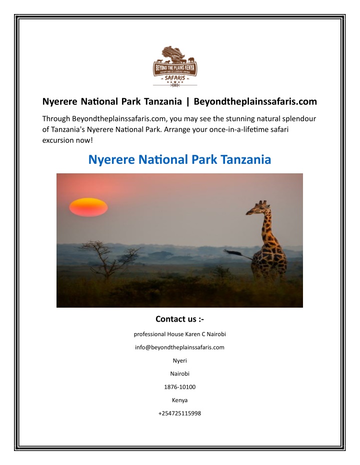 nyerere national park tanzania