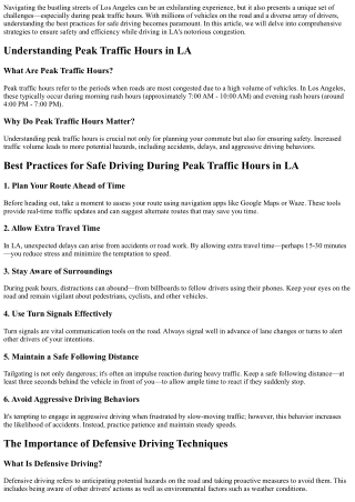 “Best Practices for Safe Driving During Peak Traffic Hours in LA”