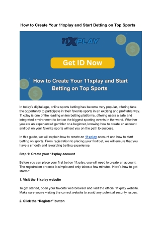 How to Create Your 11xplay and Start Betting on Top Sports