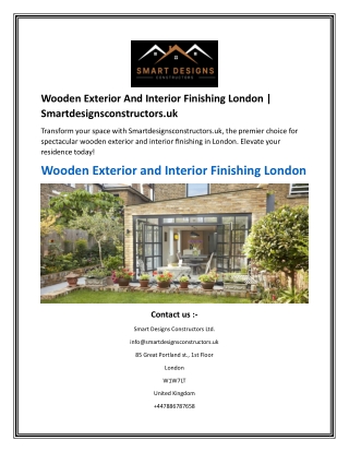 Wooden Exterior And Interior Finishing London  Smartdesignsconstructors.uk