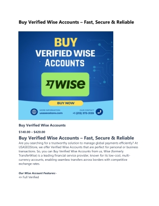 How To Buy Verified Wise Accounts In 2025