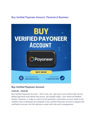 Buy Verified Payoneer Account- Personal & Business