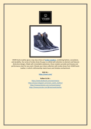 Premium Quality Jordan Sneakers for Men at VEARI Exotic Leather