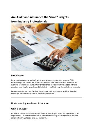 are audit and assurance the same insights from