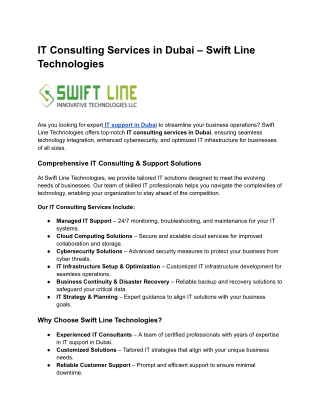 it consulting services in dubai swift line
