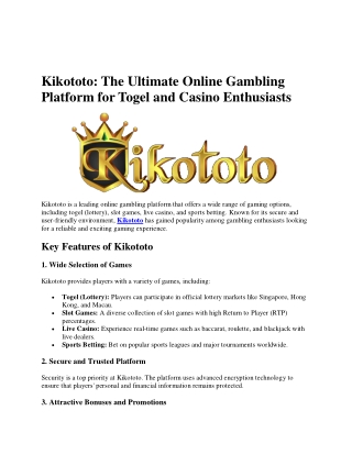 kikototo the ultimate online gambling platform
