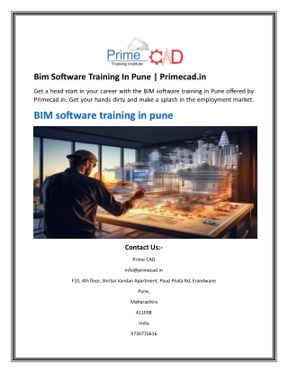 bim software training in pune primecad in