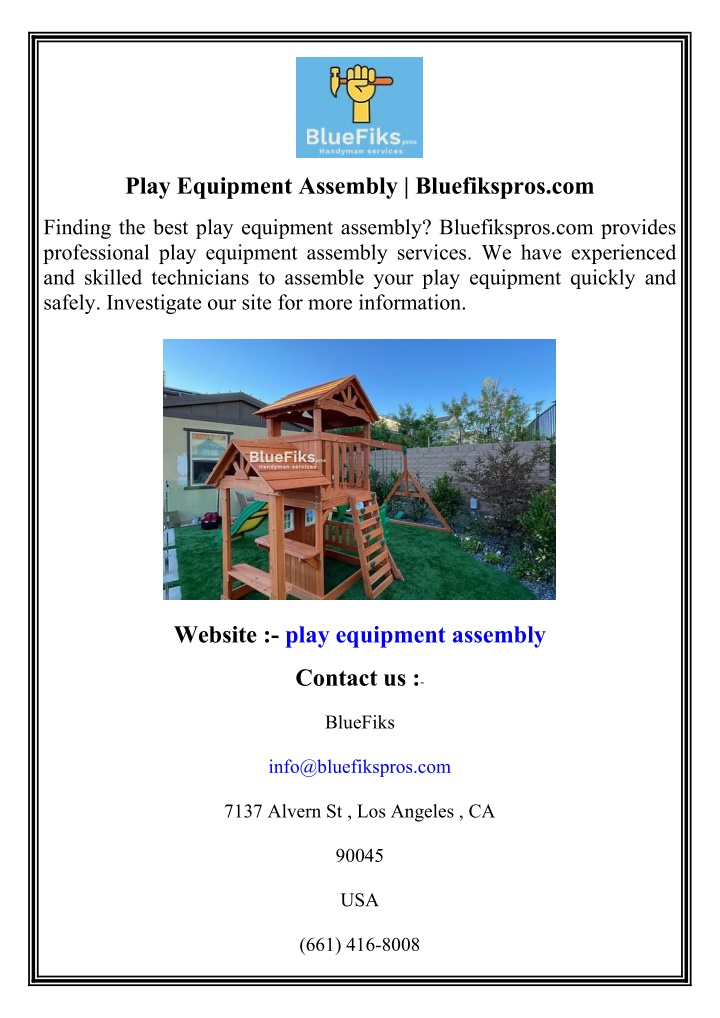 play equipment assembly bluefikspros com