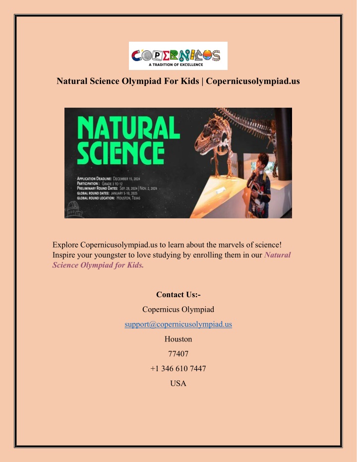 natural science olympiad for kids