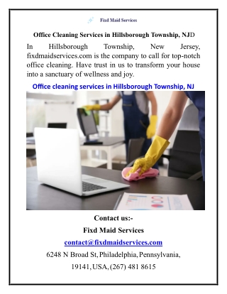 Office Cleaning Services in Hillsborough Township, NJ