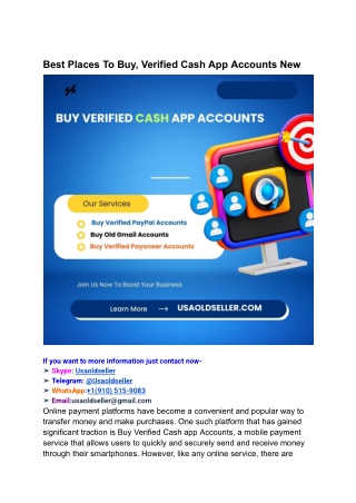Best Places To Buy, Verified Cash App Accounts New