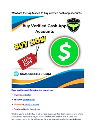 What are the top 5 sites to buy verified cash app accounts If you want to more information just contact now-