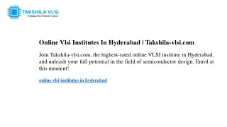 online vlsi institutes in hyderabad takshila vlsi