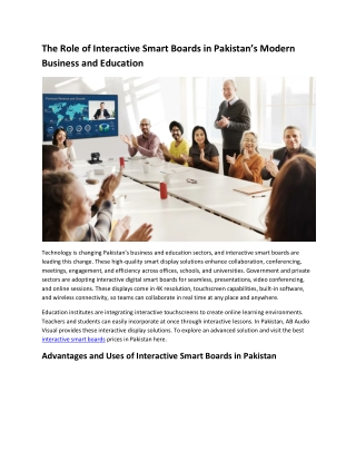 The Role of Interactive Smart Boards in Pakistan’s Modern Business and Education pdf