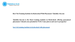 best vlsi training institute in hyderabad with
