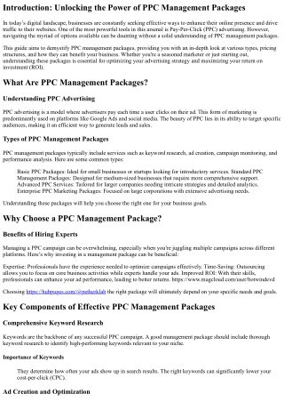 A Comprehensive Guide to PPC Management Packages