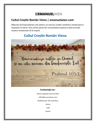 Cultul Creștin Român Viena  emanuelwien.com
