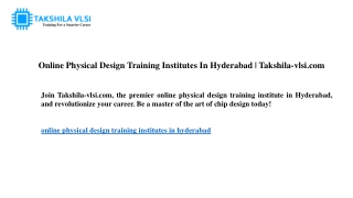 online physical design training institutes