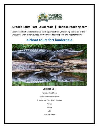 Airboat Tours Fort Lauderdale  Floridaairboating.com