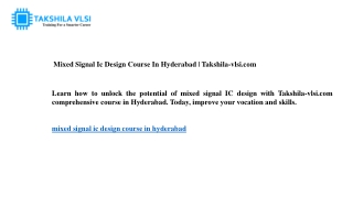 mixed signal ic design course in hyderabad