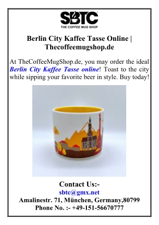 Berlin City Kaffee Tasse Online  Thecoffeemugshop.de