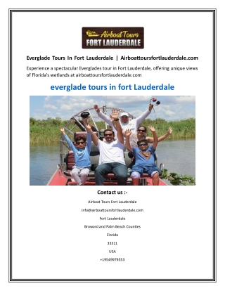 Everglade Tours In Fort Lauderdale  Airboattoursfortlauderdale.com