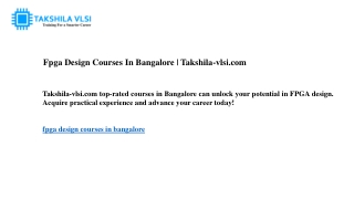 fpga design courses in bangalore takshila vlsi com