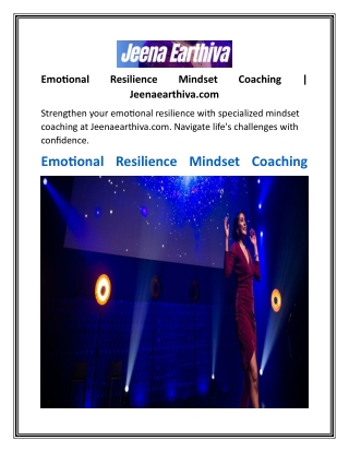 Emotional Resilience Mindset Coaching  Jeenaearthiva.com