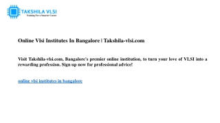 online vlsi institutes in bangalore takshila vlsi
