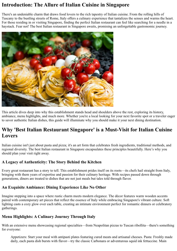 introduction the allure of italian cuisine