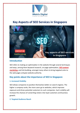 Key Aspects of SEO Services in Singapore
