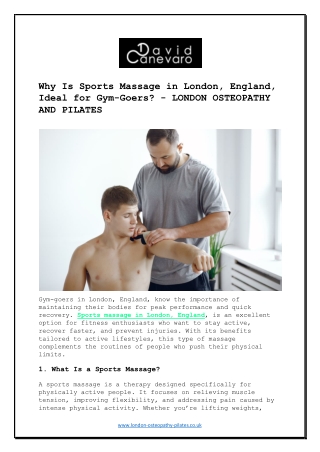 Why Is Sports Massage in London, England, Ideal for Gym-Goers