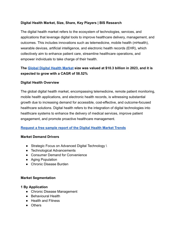 digital health market size share key players