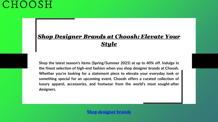 shop designer brands at choosh elevate your style