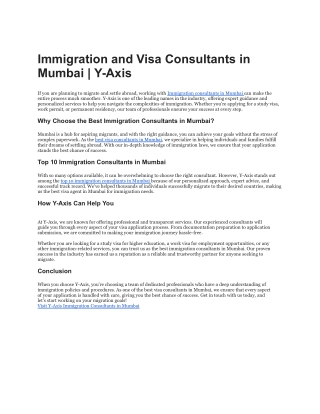 Immigration and Visa Consultants in Mumbai