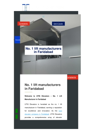 Faridabad’s Top Elevator Manufacturer – Excellence in Vertical Mobility