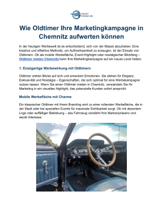 Wie Oldtimer Ihre Marketingkampagne in Chemnitz aufwerten können