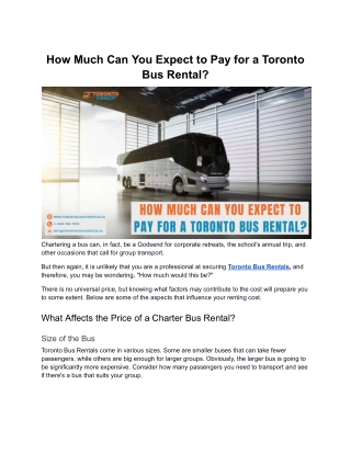 How Much Can You Expect to Pay for a Toronto Bus Rental?