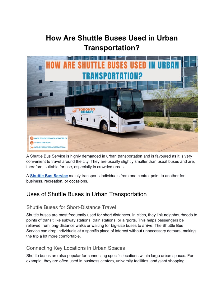 how are shuttle buses used in urban transportation