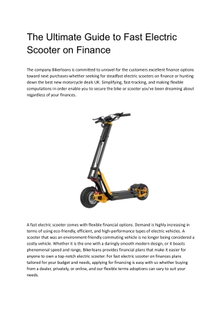 Get a Fast Electric Scooter on Finance with BikerLoans