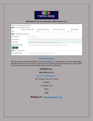 Data Pipeline Cron Job Automation | Match Data Pro LLC