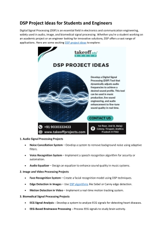 DSP Project Ideas for Students and Engineers