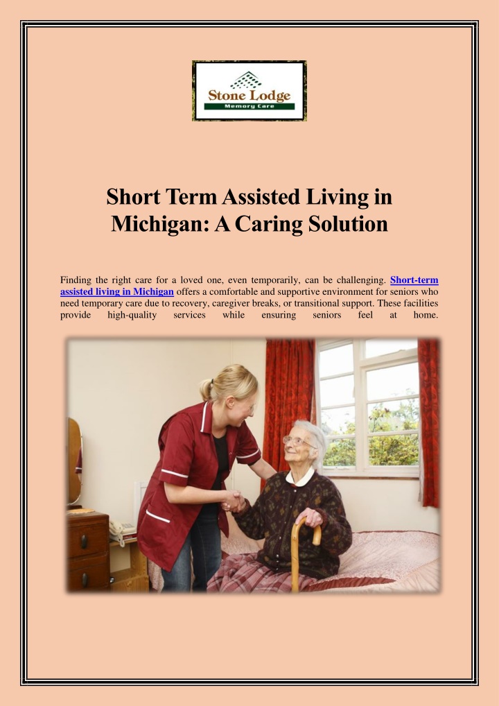 short term assisted living in michigan a caring