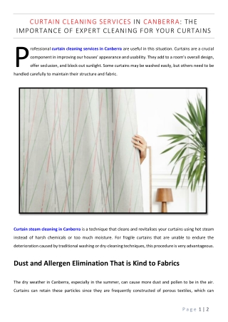 Curtain Cleaning Services in Canberra The Importance of Expert Cleaning for Your Curtains