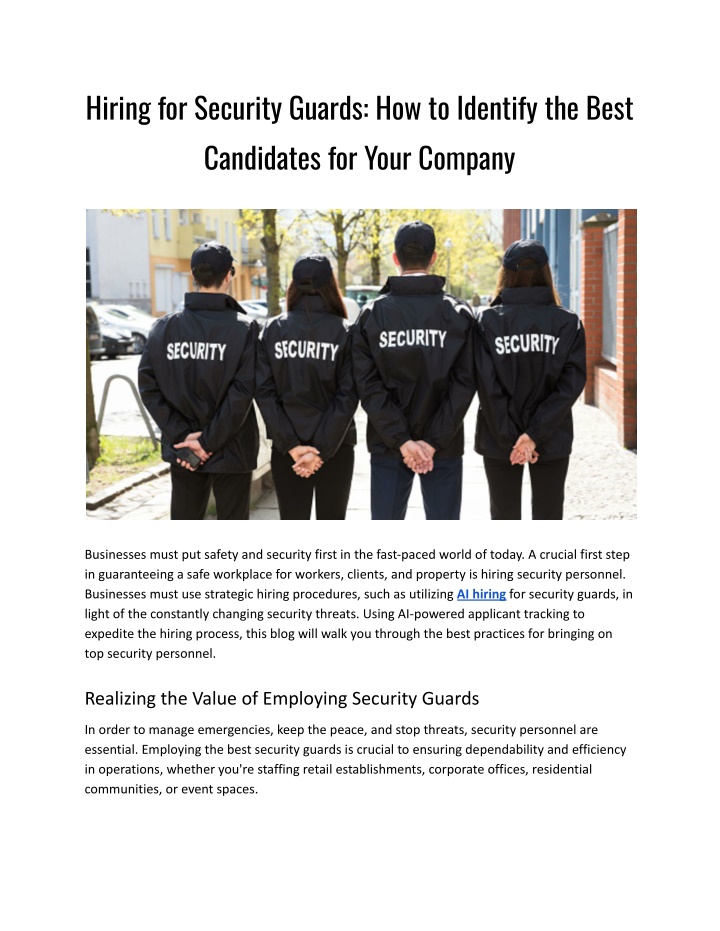 hiring for security guards how to identify