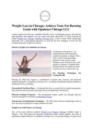 Lose Weight with Wegovy in Chicago - Opulence Chicago LLC